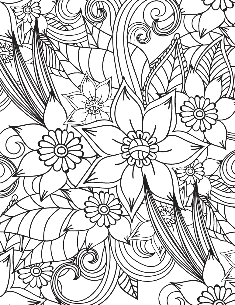 Grand coloriage de fleurs à imprimer gratuitement